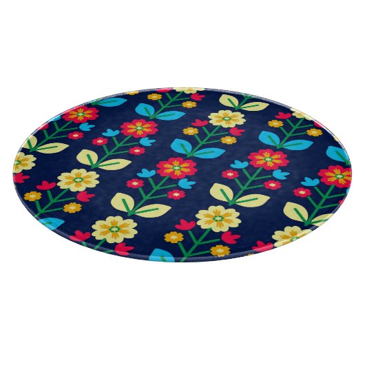 Colorful Floral Pattern Snijplank (Hoek)