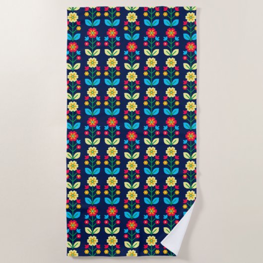 Colorful Floral Pattern Strandlaken (Voorkant)
