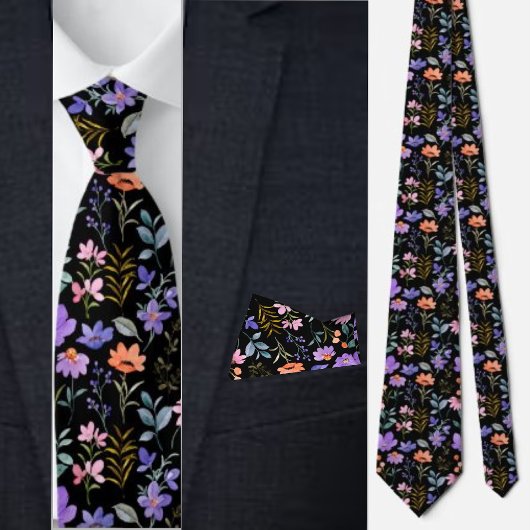 Colorful Floral Pattern Stropdas