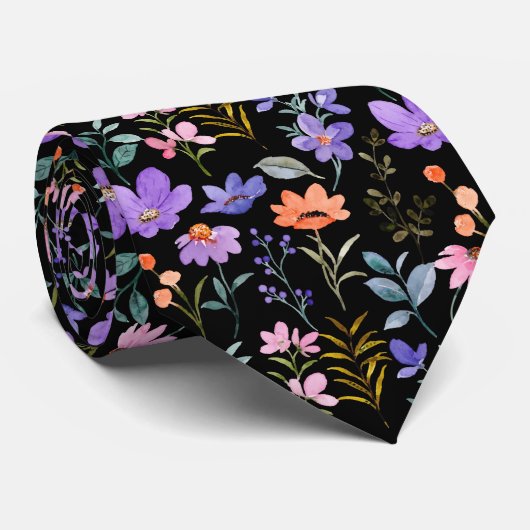 Colorful Floral Pattern Stropdas (Opgerold)