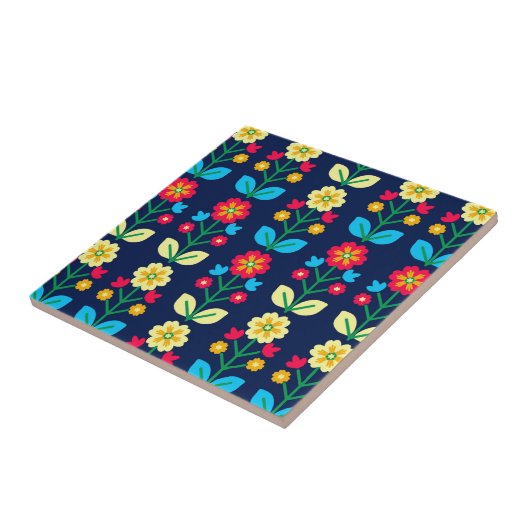 Colorful Floral Pattern Tegeltje (Zijkant)