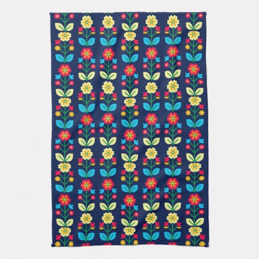 Colorful Floral Pattern Theedoek (Verticaal)