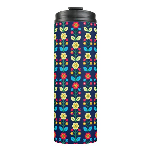 Colorful Floral Pattern Thermosbeker (Voorkant)