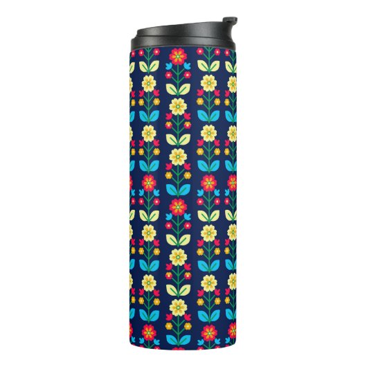 Colorful Floral Pattern Thermosbeker (Gedraaid links)