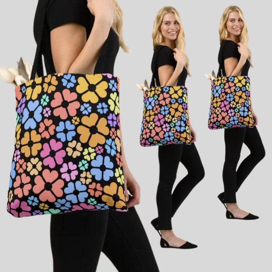 Colorful Floral Pattern Tote Bag