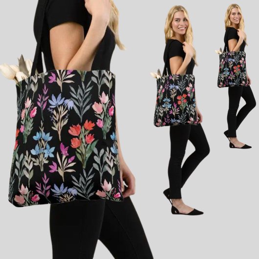 Colorful Floral Pattern Tote Bag