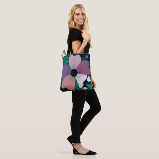 Colorful Floral Pattern Tote Bag – Cute Modern Flo (Op model)