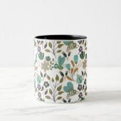 Colorful Floral Pattern Tweekleurige Koffiemok (Center)
