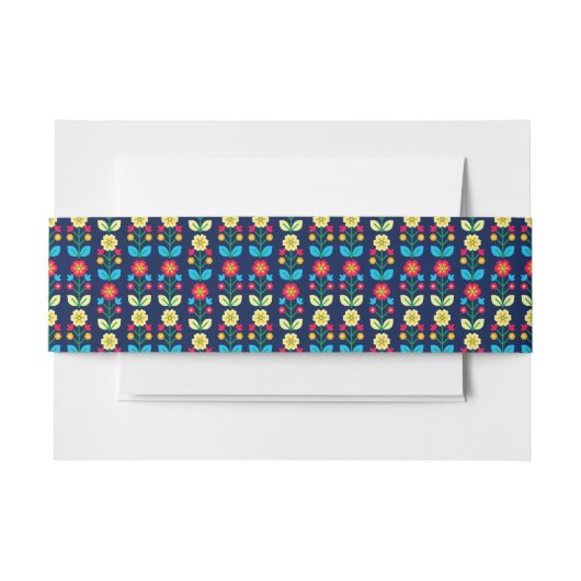 Colorful Floral Pattern Uitnodigingen Wikkel (Voorkant Voorbeeld)