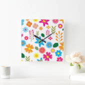 COLORFUL FLORAL PATTERN VIERKANTE KLOK (Huis)