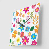 COLORFUL FLORAL PATTERN VIERKANTE KLOK (Hoek)