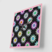 COLORFUL FLORAL PATTERN VIERKANTE KLOK (Hoek)