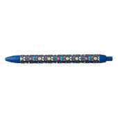 Colorful Floral Pattern Zwarte Inkt Pen (Voorkant)