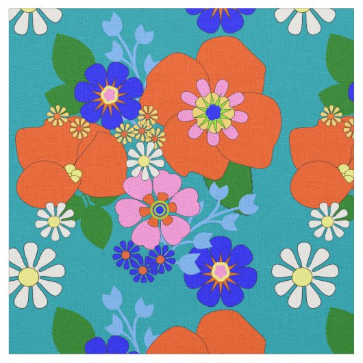Colorful  Floral Patterned Stof (Close Up)