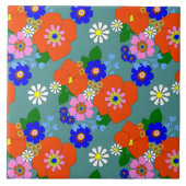 Colorful  Floral Patterned Tegeltje (Voorkant)