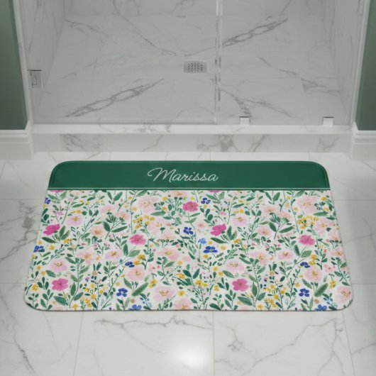 Colorful Floral Personalized  Badmat