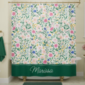 Colorful Floral Personalized Douchegordijn