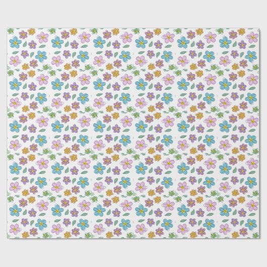 Colorful floral print cadeaupapier (Vlak)