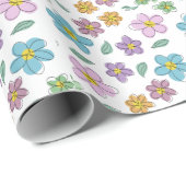 Colorful floral print cadeaupapier (Rol Hoek)
