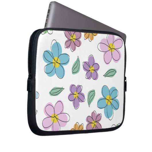 Colorful floral print laptop sleeve (Voorkant Rechts)