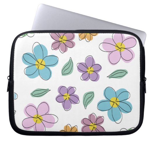 Colorful floral print laptop sleeve (Voorkant)