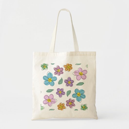 Colorful floral print tote bag (Voorkant)