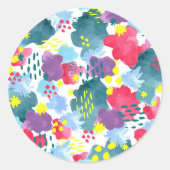 Colorful floral  ronde sticker (Voorkant)