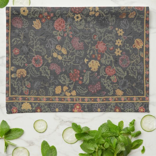Colorful Floral Rug Pattern Theedoek (Gevouwen)