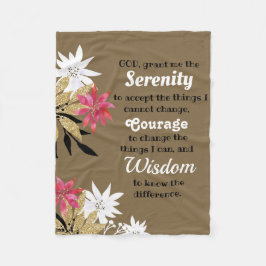 Colorful Floral Serenity Prayer Fleece Deken