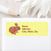 Colorful Floral Silhouette Bunny Adresetiketten Etiket (Insitu)