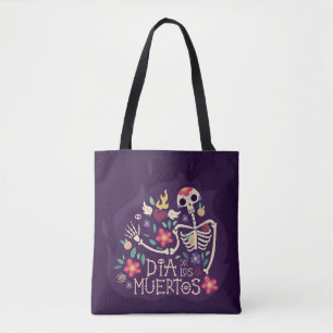 Colorful Floral Skull Dia de Muertos   Canvas tas