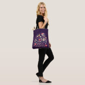 Colorful Floral Skull Dia de Muertos | Canvas tas (Op model)