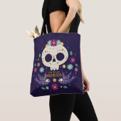 Colorful Floral Skull Dia de Muertos | CANVAS TAS (Dichtbij)