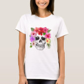 Colorful Floral Skull WOMEN'S T SHIRT (Voorkant)