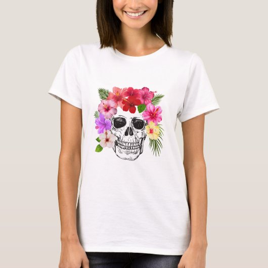 Colorful Floral Skull WOMEN'S T SHIRT (Voorkant)
