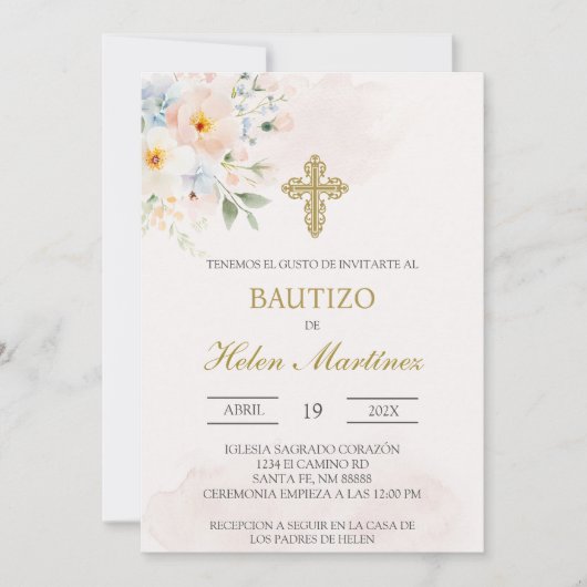 Colorful floral Spanish baptism Kaart (Voorkant)