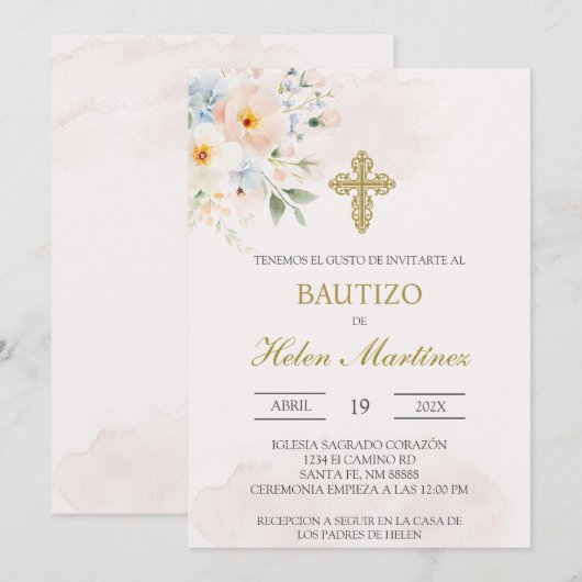 Colorful floral Spanish baptism Kaart (Voorkant / Achterkant)