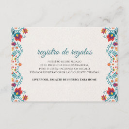 Colorful Floral Spanish Wedding Informatiekaartje
