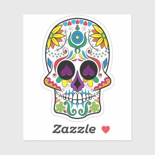 Colorful floral sugar skull no.4 sticker (Vel)