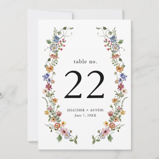 Colorful Floral Table Number (Voorkant)