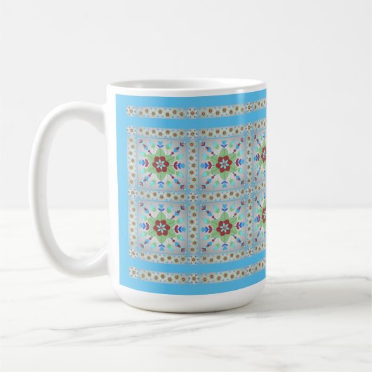 Colorful Floral Tegel Pattern Mok (Links)