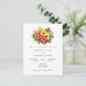 Colorful floral tropical bruiloft-uitnodiging briefkaart (Staand voorkant)
