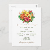 Colorful floral tropical bruiloft-uitnodiging briefkaart (Voorkant / Achterkant)