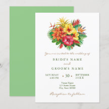 Colorful floral tropical bruiloft-uitnodiging