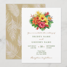 Colorful floral tropical bruiloft-uitnodiging