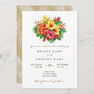 Colorful floral tropical bruiloft-uitnodiging kaart