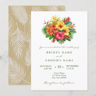 Colorful floral tropical bruiloft-uitnodiging kaart
