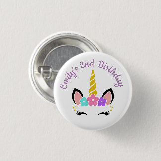 Colorful Floral Unicorn Birthday Ronde Button 3,2 Cm