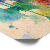 Colorful Floral Watercolor Style Hibiscus Art Poster (Hoek)