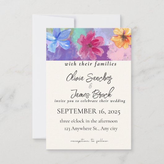 Colorful Floral  wedding invitation  Bedankkaart (Voorkant)